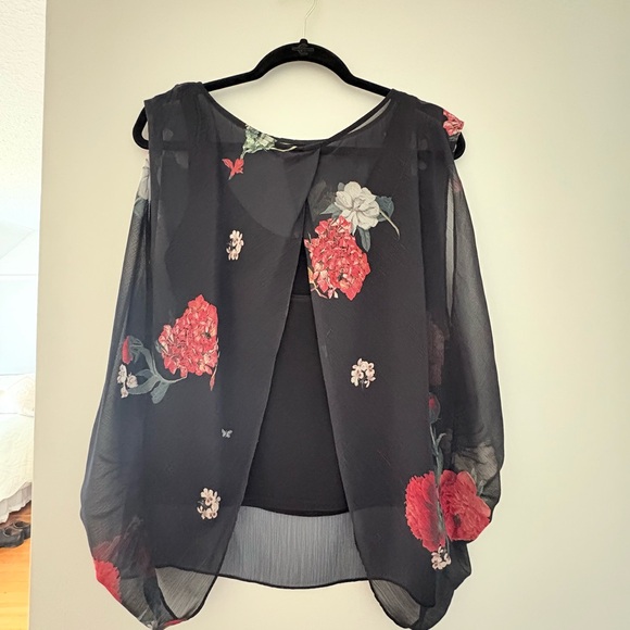 Alice + Olivia Black Floral Blouse - Picture 2 of 4